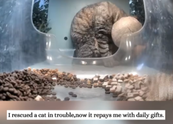 C1212025_rescued cat in trouble,now it repays me daily gifts.#fyp #an…